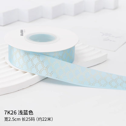 吧唧托丝带痛包手工DIY材料烫金玫瑰花音符鱼鳞纹包装饰缎带彩带