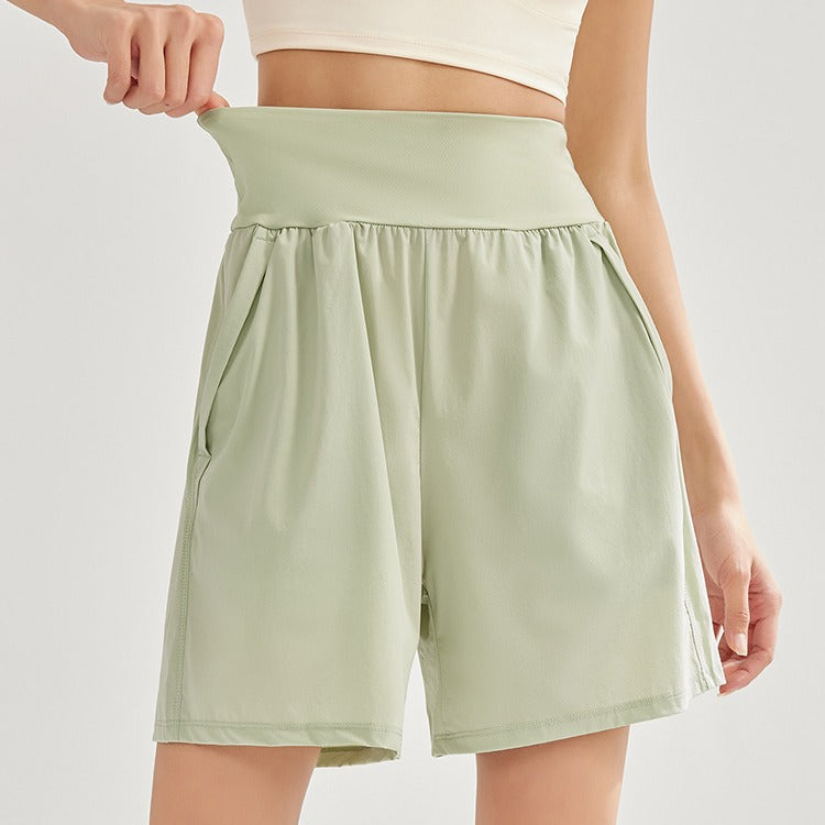 2024 sports shorts, women's high-waisted, tummy-cinched five-point pants, loose, breathable, quick-dry, running, fitness, yoga pants, summer