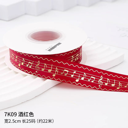 吧唧托丝带痛包手工DIY材料烫金玫瑰花音符鱼鳞纹包装饰缎带彩带
