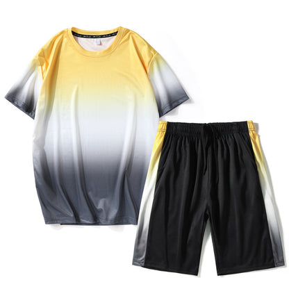 2022新款运动套装男士夏季运动服吸汗短袖短裤跑步两件套健身服
