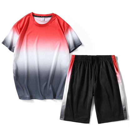 2022新款运动套装男士夏季运动服吸汗短袖短裤跑步两件套健身服