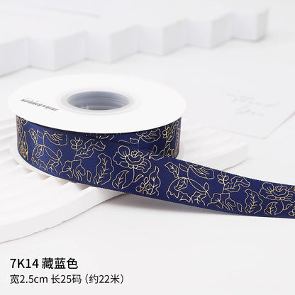 吧唧托丝带痛包手工DIY材料烫金玫瑰花音符鱼鳞纹包装饰缎带彩带