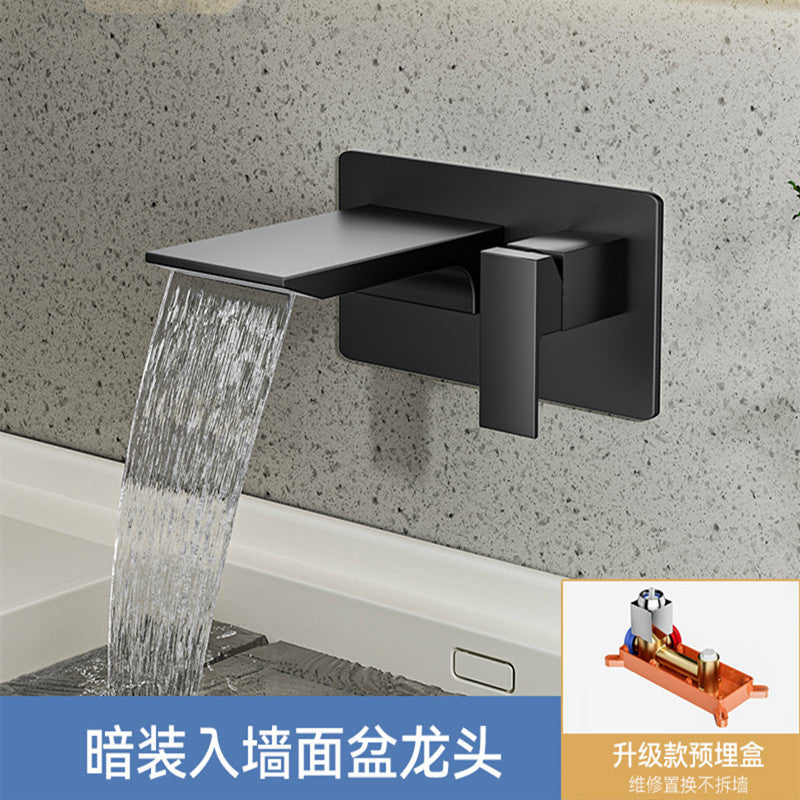 暗装入墙式水龙头洗手池面盆全铜冷热淋浴龙头卫生间数显工程酒店