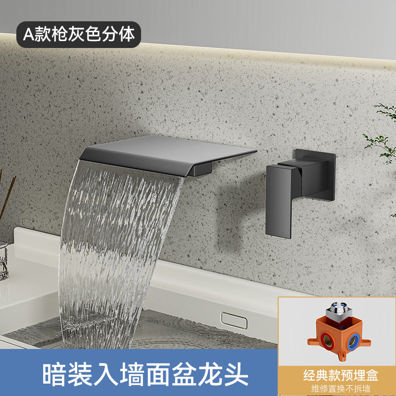 暗装入墙式水龙头洗手池面盆全铜冷热淋浴龙头卫生间数显工程酒店