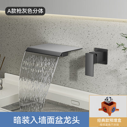暗装入墙式水龙头洗手池面盆全铜冷热淋浴龙头卫生间数显工程酒店