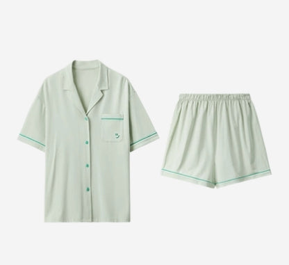新款软绵绵情侣开衫长袖/短袖居家服套装