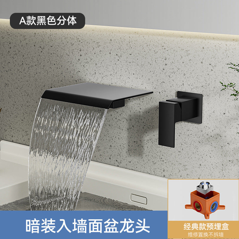 暗装入墙式水龙头洗手池面盆全铜冷热淋浴龙头卫生间数显工程酒店
