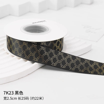 吧唧托丝带痛包手工DIY材料烫金玫瑰花音符鱼鳞纹包装饰缎带彩带