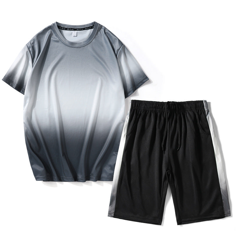 2022新款运动套装男士夏季运动服吸汗短袖短裤跑步两件套健身服
