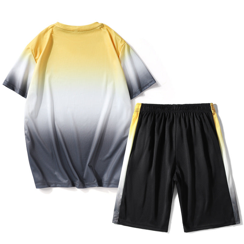 2022新款运动套装男士夏季运动服吸汗短袖短裤跑步两件套健身服