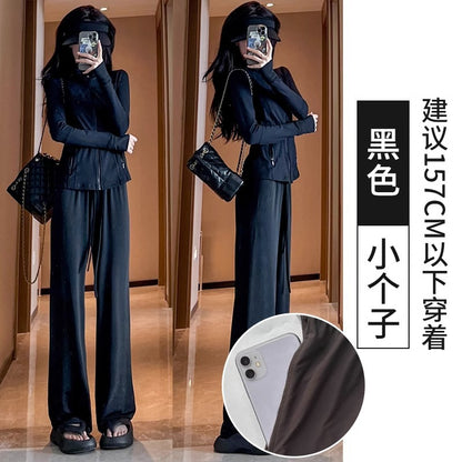 灰色防晒裤女夏季2024年新款高腰垂感显瘦直筒防蚊冰丝阔腿拖地裤