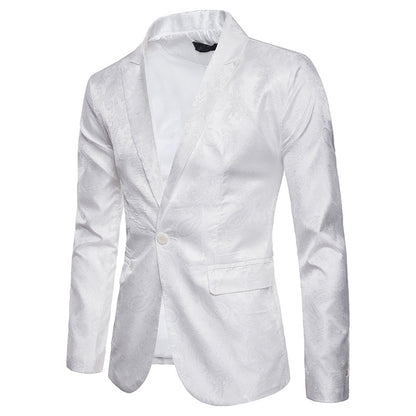 男士大码西装 宫廷式暗纹路设计时尚一粒扣搭配修身男式西装外套