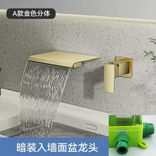 暗装入墙式水龙头洗手池面盆全铜冷热淋浴龙头卫生间数显工程酒店