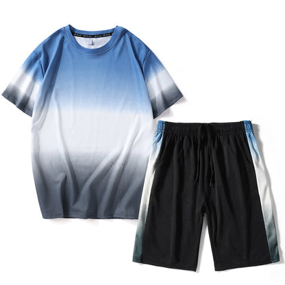 2022新款运动套装男士夏季运动服吸汗短袖短裤跑步两件套健身服