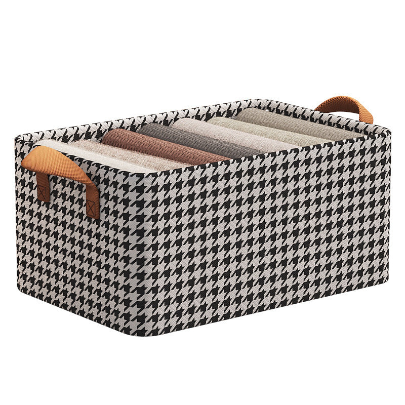 Qianniao grid clothing storage box with lid, foldable wardrobe storage box, clothing, pants storage basket, household use