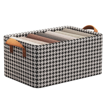 Qianniao grid clothing storage box with lid, foldable wardrobe storage box, clothing, pants storage basket, household use