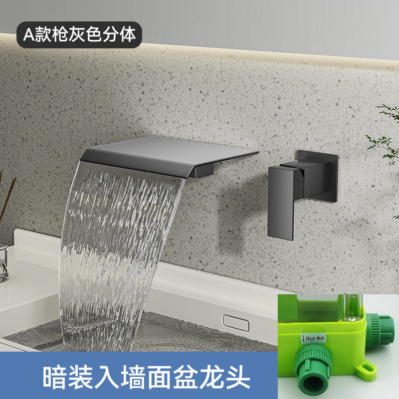 暗装入墙式水龙头洗手池面盆全铜冷热淋浴龙头卫生间数显工程酒店