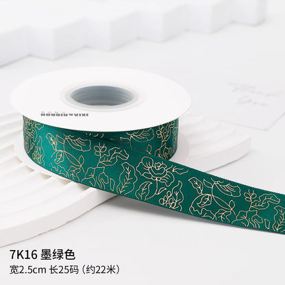 吧唧托丝带痛包手工DIY材料烫金玫瑰花音符鱼鳞纹包装饰缎带彩带