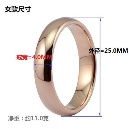 厂价制作内平外球面玫瑰金钨钢戒指男女款钨金饰品亚马逊外贸首饰