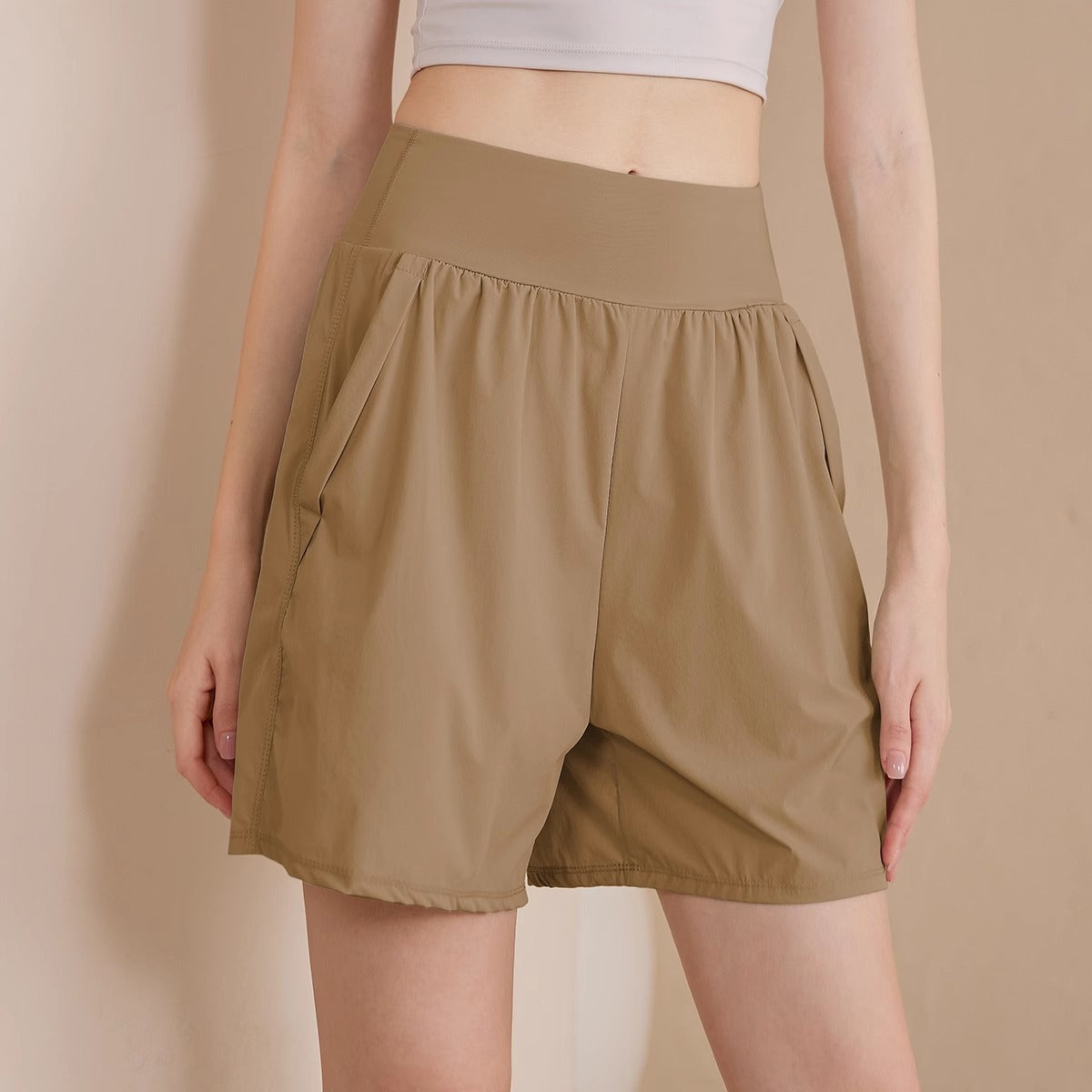 2024 sports shorts, women's high-waisted, tummy-cinched five-point pants, loose, breathable, quick-dry, running, fitness, yoga pants, summer