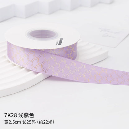 吧唧托丝带痛包手工DIY材料烫金玫瑰花音符鱼鳞纹包装饰缎带彩带