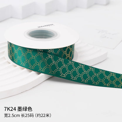 吧唧托丝带痛包手工DIY材料烫金玫瑰花音符鱼鳞纹包装饰缎带彩带
