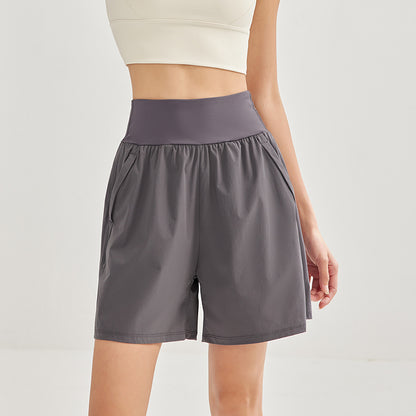 2024 sports shorts, women's high-waisted, tummy-cinched five-point pants, loose, breathable, quick-dry, running, fitness, yoga pants, summer