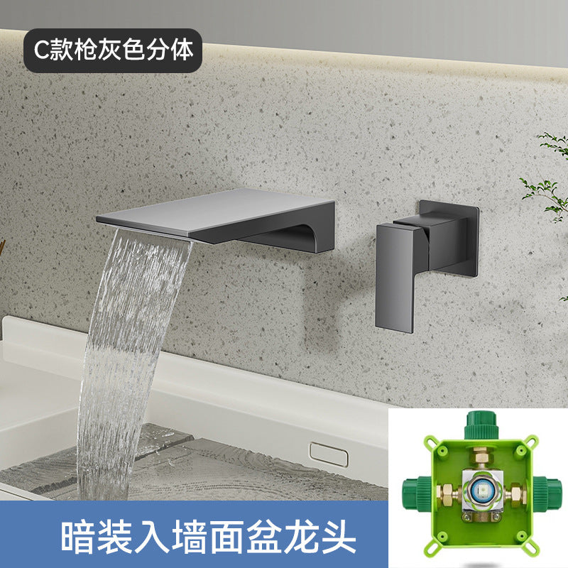 暗装入墙式水龙头洗手池面盆全铜冷热淋浴龙头卫生间数显工程酒店
