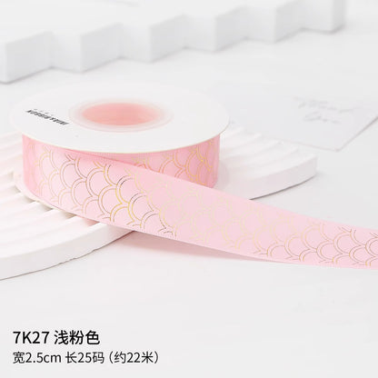 吧唧托丝带痛包手工DIY材料烫金玫瑰花音符鱼鳞纹包装饰缎带彩带
