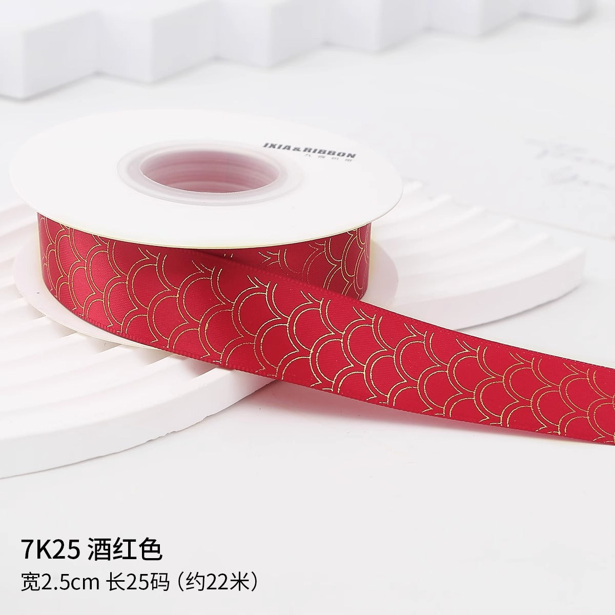 吧唧托丝带痛包手工DIY材料烫金玫瑰花音符鱼鳞纹包装饰缎带彩带