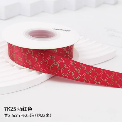 吧唧托丝带痛包手工DIY材料烫金玫瑰花音符鱼鳞纹包装饰缎带彩带