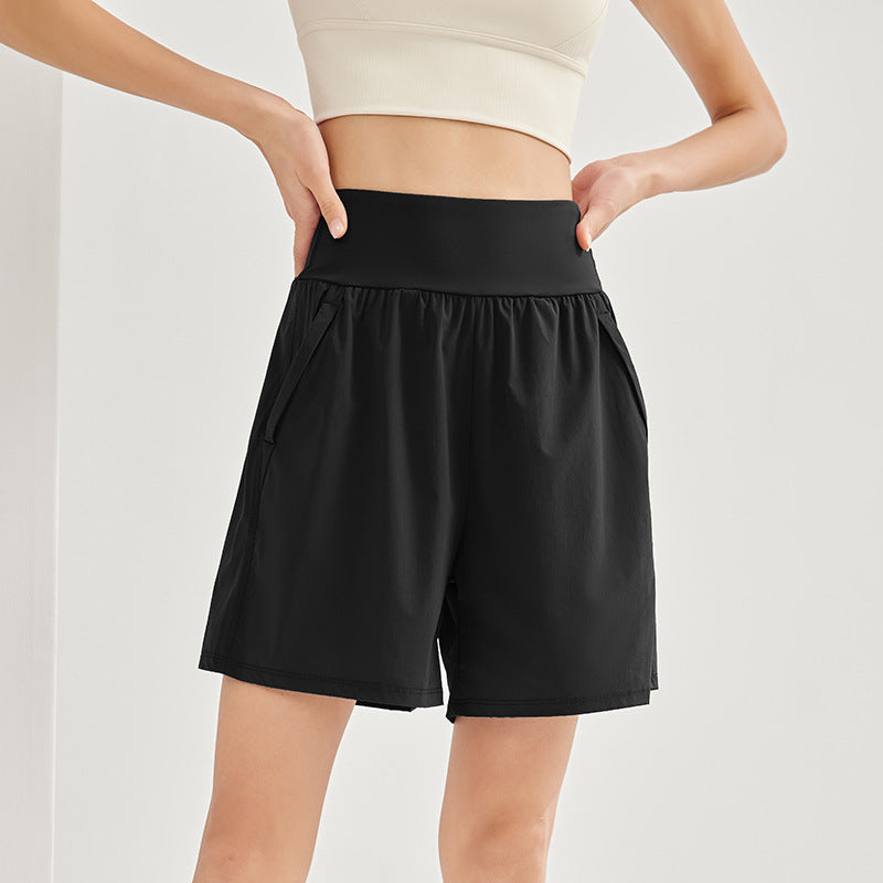 2024 sports shorts, women's high-waisted, tummy-cinched five-point pants, loose, breathable, quick-dry, running, fitness, yoga pants, summer