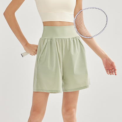 2024 sports shorts, women's high-waisted, tummy-cinched five-point pants, loose, breathable, quick-dry, running, fitness, yoga pants, summer