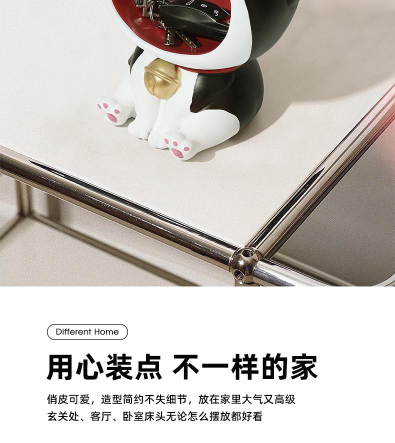 创意猫咪玄关桌面摆件客厅可爱钥匙收纳入户家居装饰品树脂工艺品