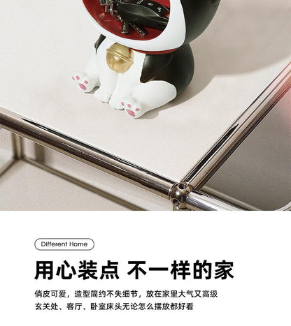创意猫咪玄关桌面摆件客厅可爱钥匙收纳入户家居装饰品树脂工艺品