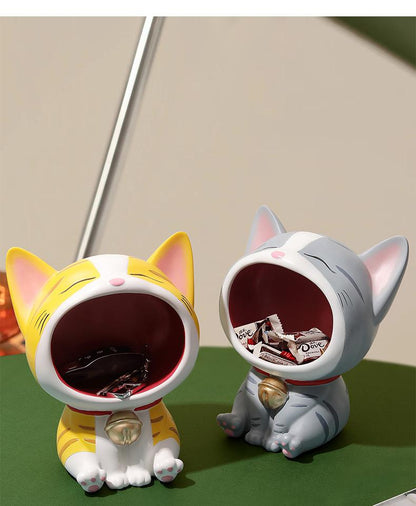 创意猫咪玄关桌面摆件客厅可爱钥匙收纳入户家居装饰品树脂工艺品