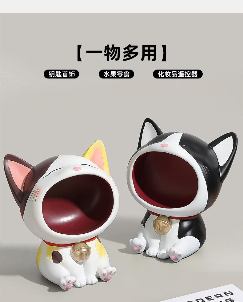 创意猫咪玄关桌面摆件客厅可爱钥匙收纳入户家居装饰品树脂工艺品