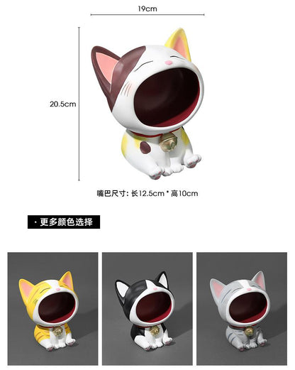 创意猫咪玄关桌面摆件客厅可爱钥匙收纳入户家居装饰品树脂工艺品