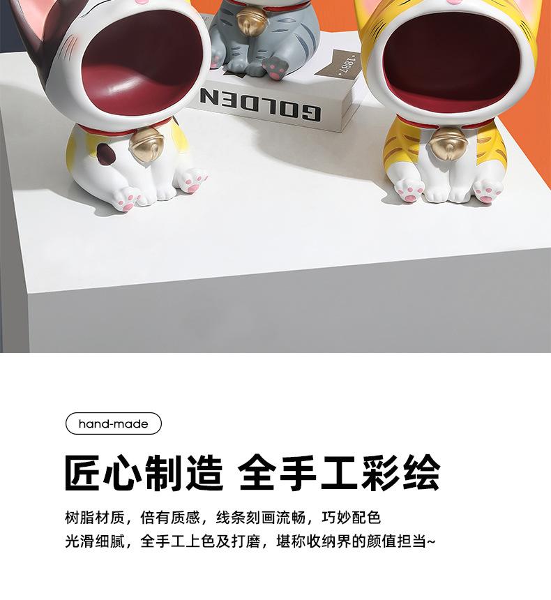创意猫咪玄关桌面摆件客厅可爱钥匙收纳入户家居装饰品树脂工艺品